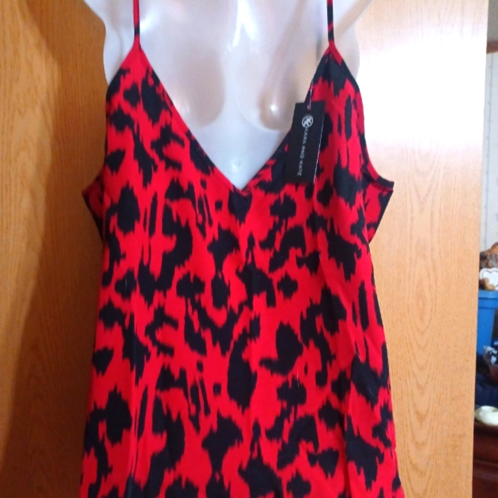 Red & Black Leppard crop top cami.